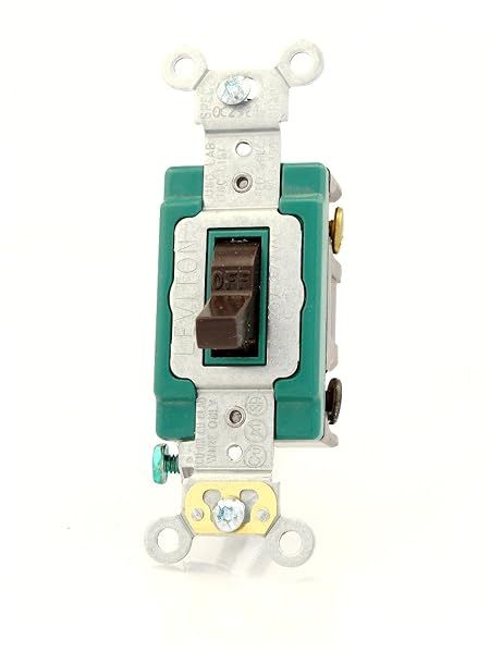 Leviton 3032-2 30 Amp Toggle Switch: Heavy Duty, Self-Grounding, 120/277V, Brown - Ideal for AC Applications