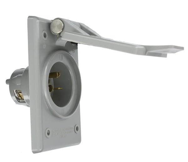 Leviton 5478-CWP 20 Amp Power Inlet Receptacle - Industrial Grade, 250 Volt, Grounding, Gray