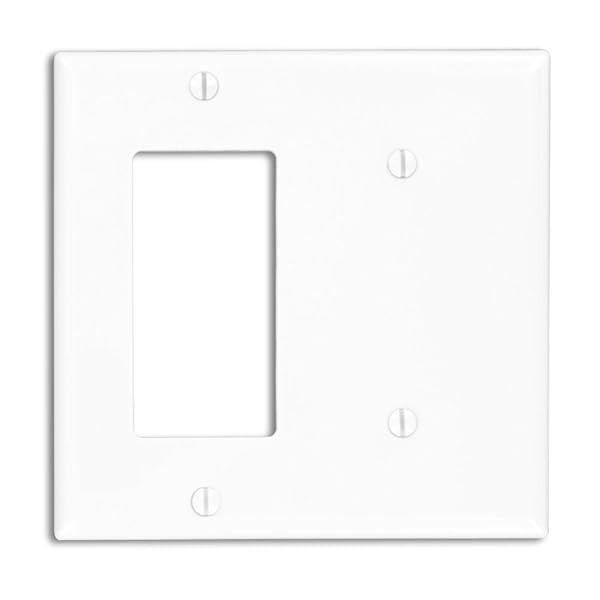 Leviton 80708-W 2-Gang Wallplate: White Decora/GFCI Device Combo for Standard Size