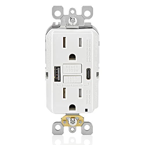 Leviton GUAC1-W 15A SmartlockPro GFCI with USB Charger for Smartphones & Tablets