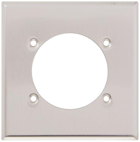 Leviton S701-40 2-Gang Power Receptacle Wallplate - Flush Mount, Standard Size, 302 Stainless Steel