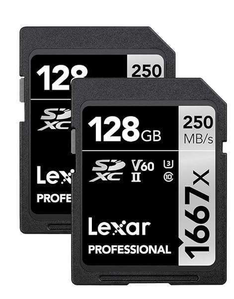 Lexar 128GB Professional 1667x SDXC Memory Cards (2-Pack) - Fast UHS-II, Ideal for 4K Video & Photography