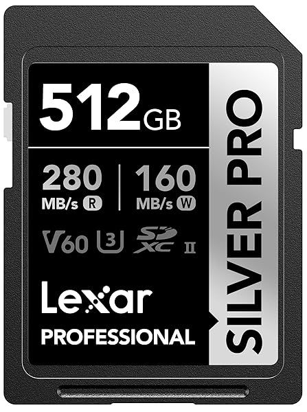 Lexar 512GB Professional SILVER PRO SDXC Card: UHS-II, 4K Video, 280MB/s for Photographers & Videographers