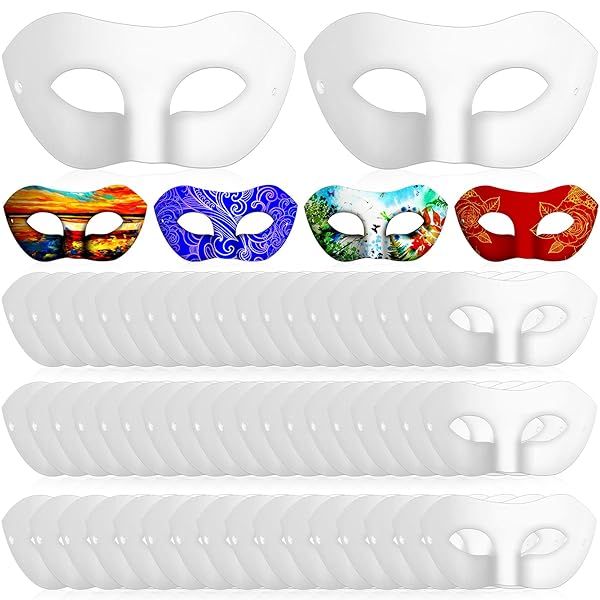 Leyndo 100 Pack Paper Mache Masks for Crafting White DIY Halloween Half Face Paintable Masquerade Masks for Mardi Gras