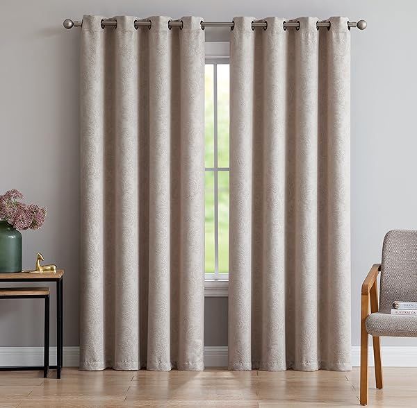 Linen Zone Beige Ivory Bedroom Curtains Modern Blackout Curtains for Windows Nursery 54 x 84 Inches