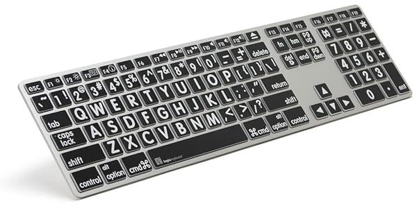 Logickeyboard LargePrint Mac Keyboard - White on Black Advanced Line LKBU-LPRNTWB-AM89-US