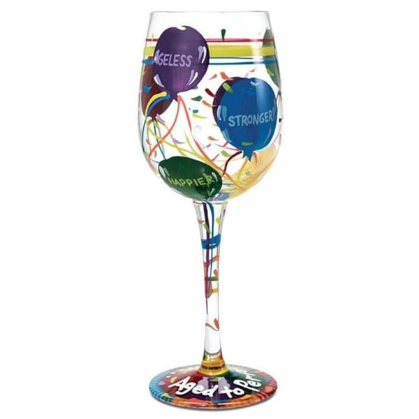 Shop Artisan Painted Wine Glass: Lolita Aged to Perfection Birthday Gift