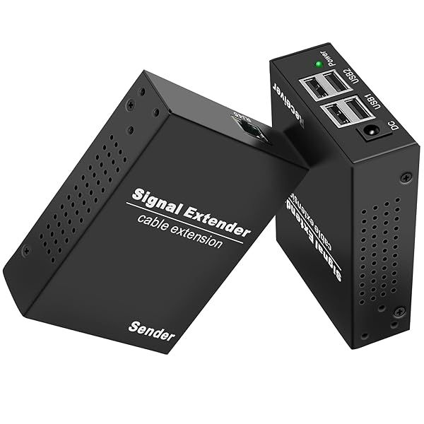 LornCeng USB Extender to RJ45 Over Cat5e 6 7 up to 492ft 150M with 4 USB 2.0 Ports for Windows MacOS Android Linux Plug and Play