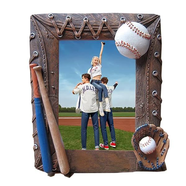 Luai Fashion 3D Baseball Photo Frame - Unique Handmade Birthday Gift for Athletes, Coaches & Sports Fans (Brown)