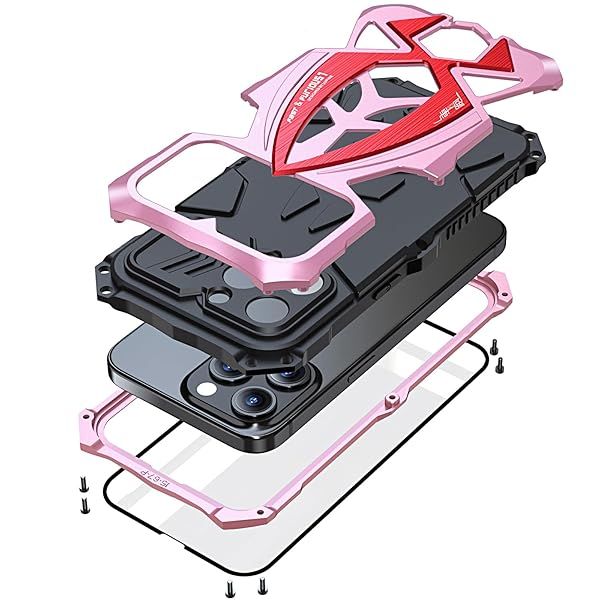 Lunivop iPhone 15 Pro Max Case Heavy Duty Rugged Military Grade Protection Durable Rubber Bumper Cover for Men 2023 Pink