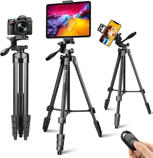 Buy Lusweimi 72-Inch Tripod for iPad/iPhone & Camera - 2-in-1 Mount, Carry Bag & Remote for Perfect Photography & Video