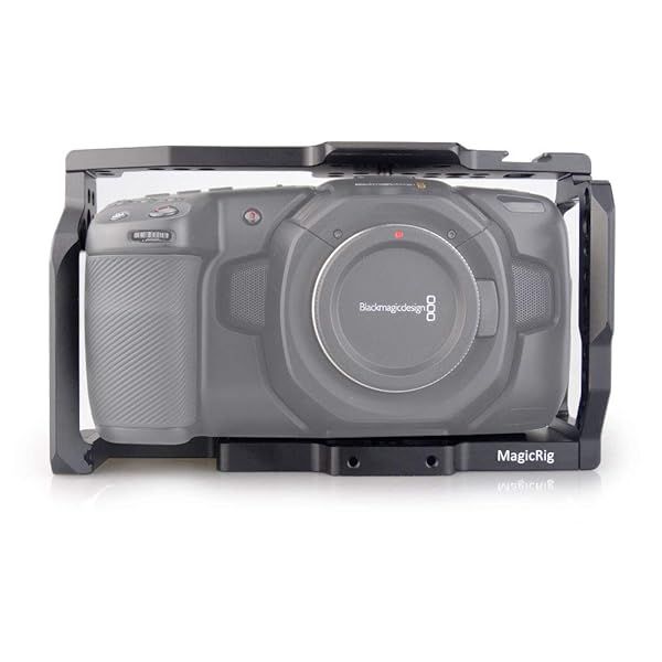 MagicRig BMPCC 4K/6K Camera Cage with Cold Shoe for Blackmagic Pocket Cinema - Ultimate Protection & Versatility