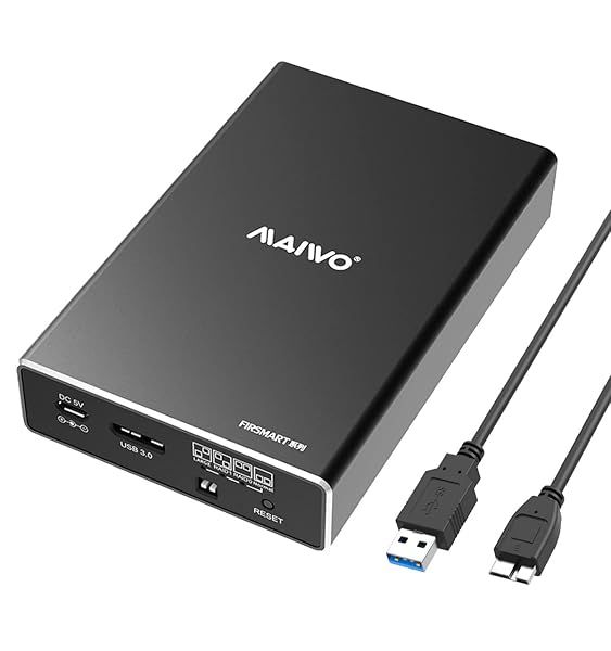 "MAIWO Dual Bay RAID Enclosure for 2.5" SATA SSD/HDD - USB 3.0, 16TB Capacity, RAID 0/1/JBOD, Aluminum Design"