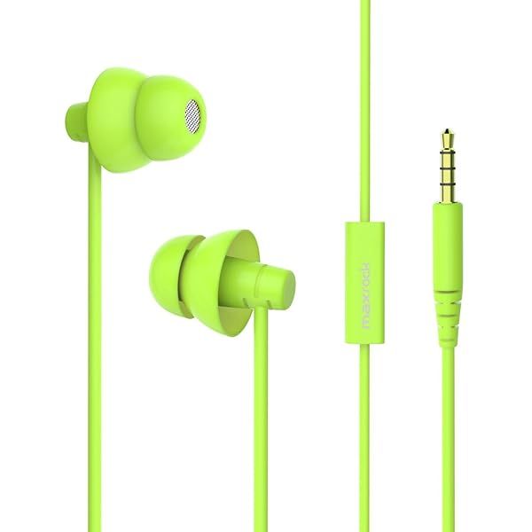 MAXROCK Wired Sleep Earphones: Soft Silicone Sleep Buds with Mic for Phones & Tablets