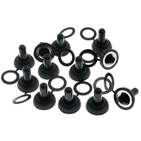 MEETOOT 12pcs Waterproof Toggle Switch Covers - 12mm Dustproof Rubber Caps for Electrical Protection