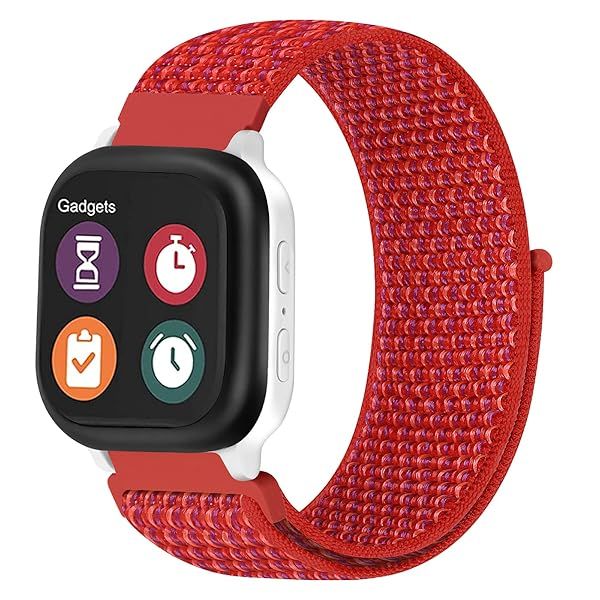 MHunter Kids Nylon Watch Band for Gizmo & Gabb Watch - 20mm Soft Sport Strap for Boys & Girls (Red)