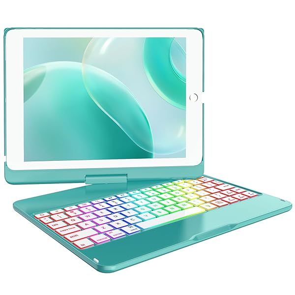 "MMK Keyboard Case for iPad 9.7" (2018/2017) - Detachable Bluetooth, Auto Sleep/Wake, Lake Blue"