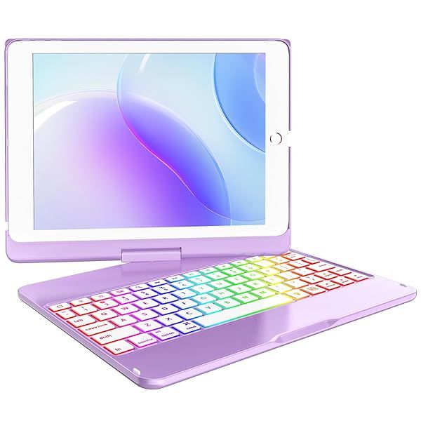 MMK iPad Keyboard Case 9.7 for 2018 iPad, Pro 2017 & Air 2 - Detachable Bluetooth, Auto Sleep/Wake - Purple