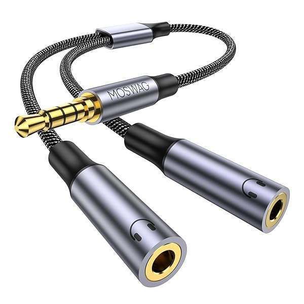 Buy MOSWAG 3.5mm Headphone Mic Splitter Y Adapter - Dual Female to Male Audio Cable for Headsets
