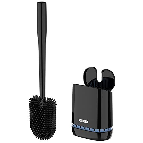 MR.SIGA Toilet Bowl Brush & Holder - Durable, Flexible, Wall-Mounted Bathroom Cleaner in Black