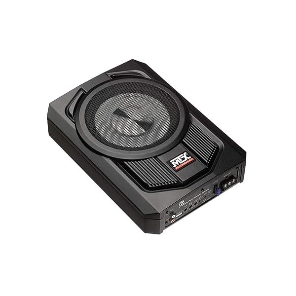 "MTX TN8MS Terminator 8" Subwoofer: Compact Amplified Enclosure for Small Cars with Bass Boost & Smart Auto Turn On"