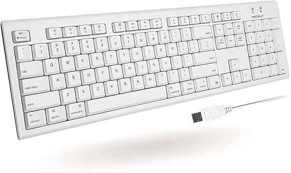 Macally Full-Size USB Wired Keyboard for Mac: Numeric Keypad, Spill-Proof, Compatible with Mac Mini, Pro, iMac & MacBook