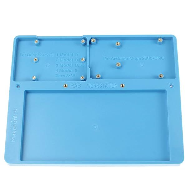 Makeronics 7-in-1 Blue RAB Holder for Raspberry Pi & Arduino - Solderless Breadboard Base Plate with Rubber Feet