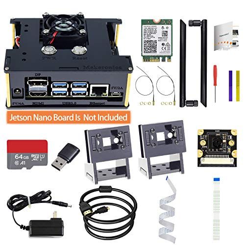 Jetson Nano Developer Kit: IMX 219-77 Camera, 64GB TF Card & Acrylic Case - Ultimate Makeronics Bundle