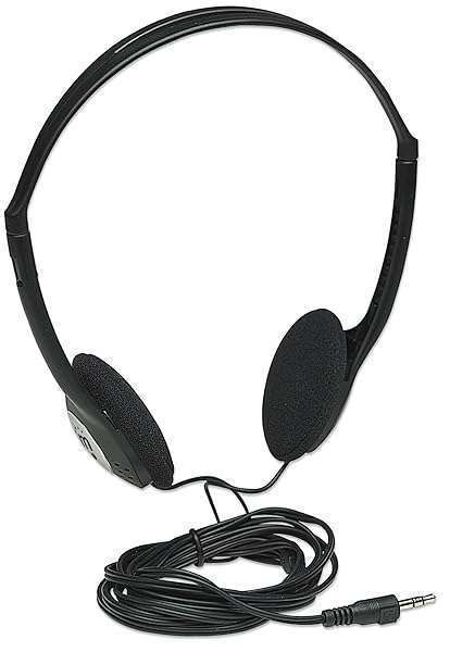 Manhattan On-Ear Wired Stereo Headphones - 6ft Cable, Lightweight, Adjustable for Walkman & Computer - Model 177481