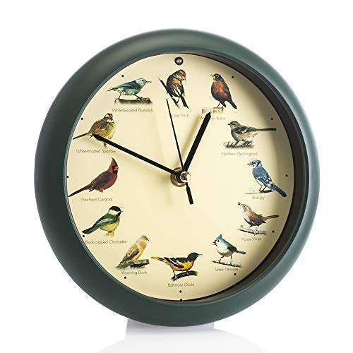 Mark Feldstein Singing Bird Wall Clock - 8 Inch Desk Clock for Nature Lovers