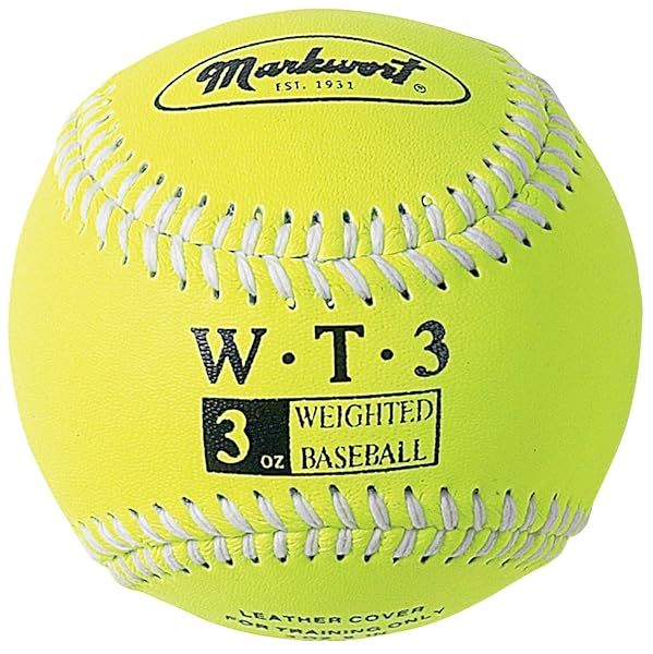 Markwort 9-Inch Weighted Baseballs - Optic Yellow Leather Cover, Individually Boxed for Training