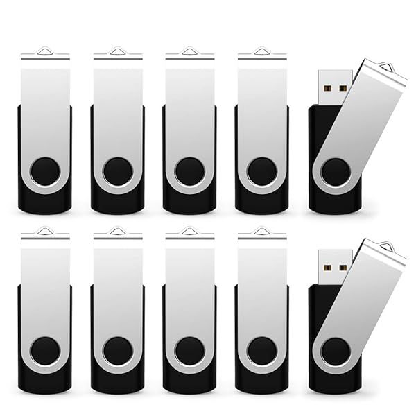 Maspen 10 Pack 2GB USB 2.0 Flash Drives - Bulk Memory Sticks, Black Thumb Drives for Easy Storage