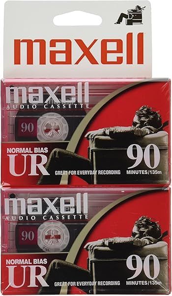 Maxell 108527 Blank Audio Cassette Tapes - 90 Min Low Noise for Music & Voice - Protective Cases Included