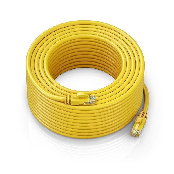 Maximm Cat 6 Ethernet Cable 250 ft - High-Speed LAN Cable, Internet Cable, Patch Cable, and Network Cable - UTP, 10Gbps, 550MHz Ethernet Cord - Yellow