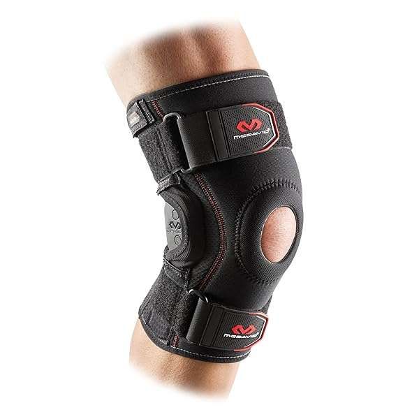 McDavid Knee Brace for Maximum Support: Polycentric Hinges, Cross Straps & Extra Stability in Black, Size L