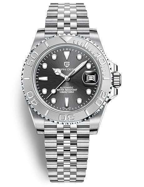 Pagani Design Men's Automatic NH35 Watch - 100M Waterproof Stainless Steel Sapphire Glass Yacht Wristwatch PD-1651