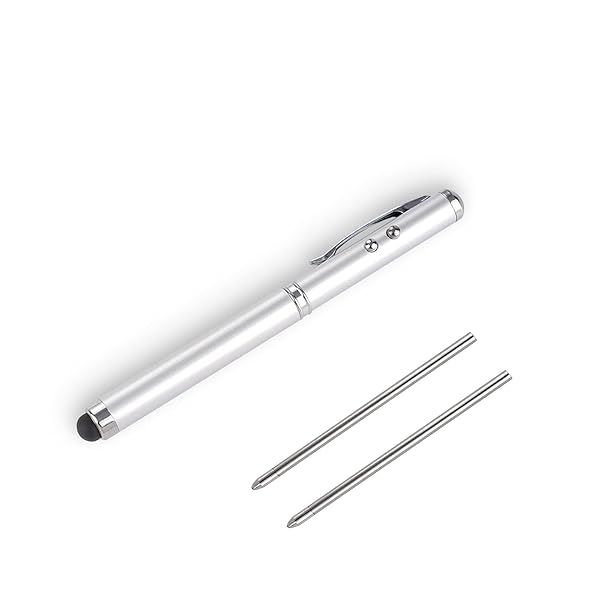 Versatile Metal Multi-Function Pen: Stylus, Flashlight & Gift Idea for Christmas & Birthdays (Silver)
