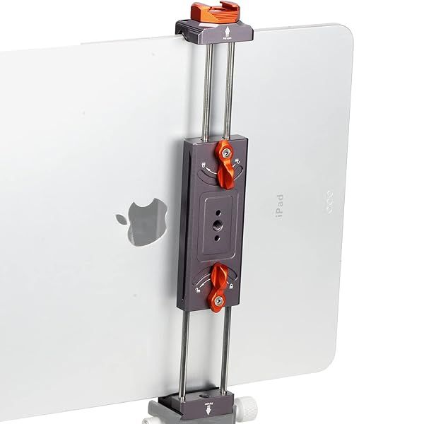 "Metal iPad Tripod Mount Adapter - Compatible with iPad Pro, Air, Galaxy Tab & iPhone | 1/4" Screw & Rotatable Cold Shoe"
