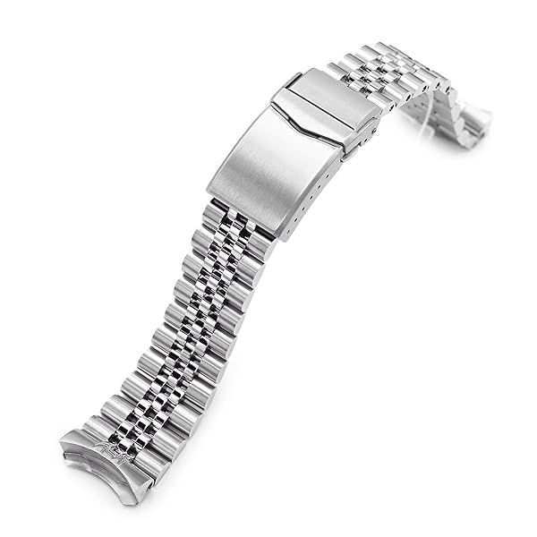 MiLTAT 22mm Super-JUB Watch Band for Seiko 5 Sports SRPD51 SRPD55 SBSA003 - V-Clasp, Brushed Finish