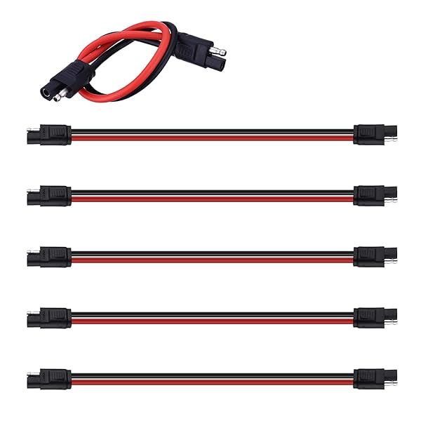 Miady 5 Pack 12 Inch 10 Gauge Quick Disconnect Audiopipe Wire Harness Heavy Duty SAE Connector Cable for Automotive Power Extension