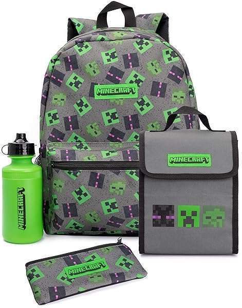 Shop Minecraft Boy's Schoolbag Set in Grey - One Size Perfect for School!