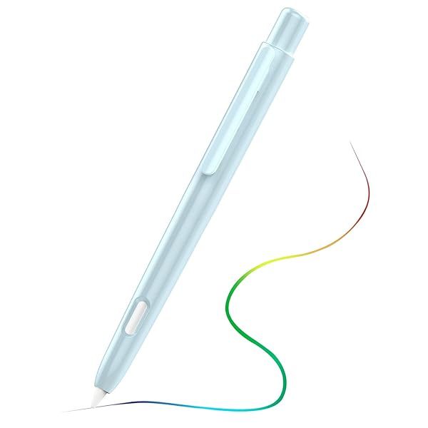 MoKo Apple Pencil 2nd Gen Holder Case - Retractable, Protective, Sky Blue with Clip & Double-Tap Support