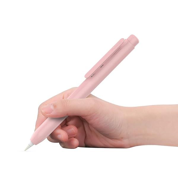 MoKo Apple Pencil 1st Gen Holder Case - Retractable Protective Sleeve with Clip in Pink