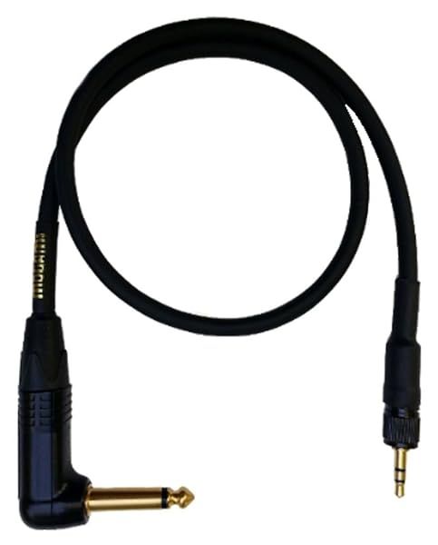 "Mogami GOLD BPSE TS-24R: 24" Instrument Cable for Wireless Systems - 1/4" TS to 3.5mm TRS, Right Angle & Straight Connectors"