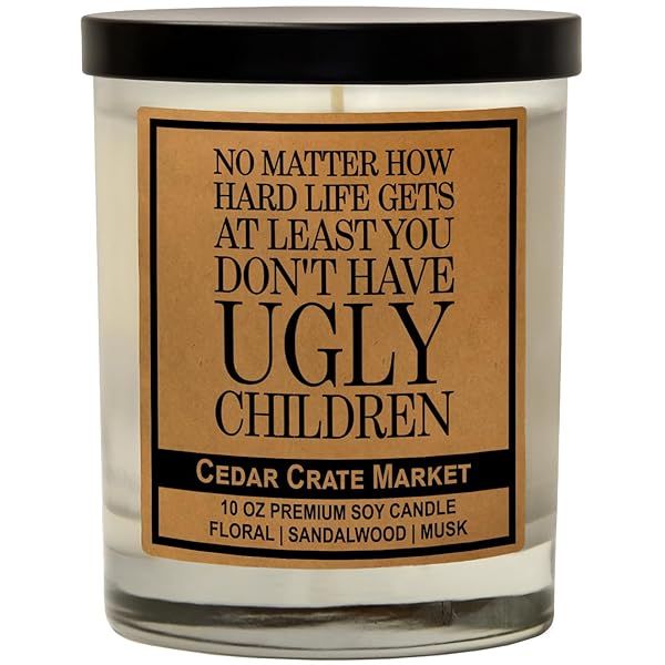 Funny Candle Gifts for Mom Ocean Salt Sea Sandalwood Citrus Scent 13.5 oz Jar 10 oz Soy Wax 50 Hr Burn Made in USA