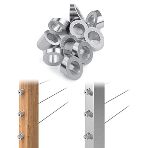 "Muzata 10 Pack 3/8" ID Angle Washers for Cable Railing - T316 Stainless Steel Beveled Washers for 1/8" to 3/16" Cables"