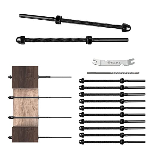 "Buy Muzata 10 Pack Black Cable Railing Kit - T316 Stainless Steel Tensioners for 1/8" Railing Systems"