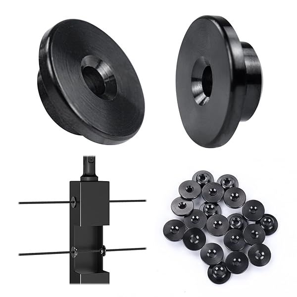 "Muzata 20 Pack Black 1/8" Level Wheel Protector Sleeve for Metal Posts - T316 Stainless Steel Cable Railing Kit"