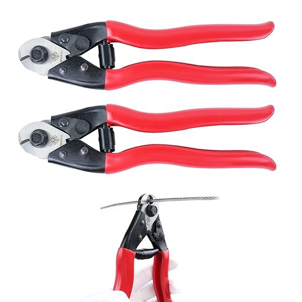 "Heavy Duty Muzata Cable Cutter 2Pack - Stainless Steel Wire Rope Tool for Decks, Stairs, Fences & Bikes (Up to 5/32")"
