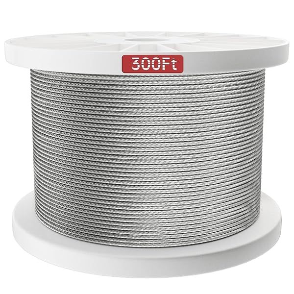 "Muzata 300ft 1/8" T316 Stainless Steel Cable for Deck Railing & DIY Projects - Durable Wire Rope & Hardware"